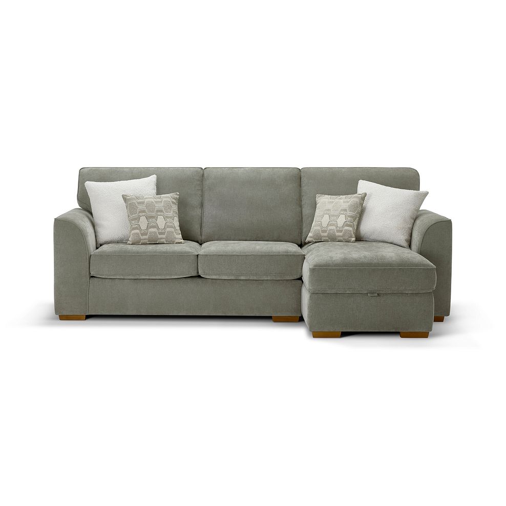 Eastley Right Hand Chaise Sofa with Storage in Limoge Green Fabric with Beige Scatters 5