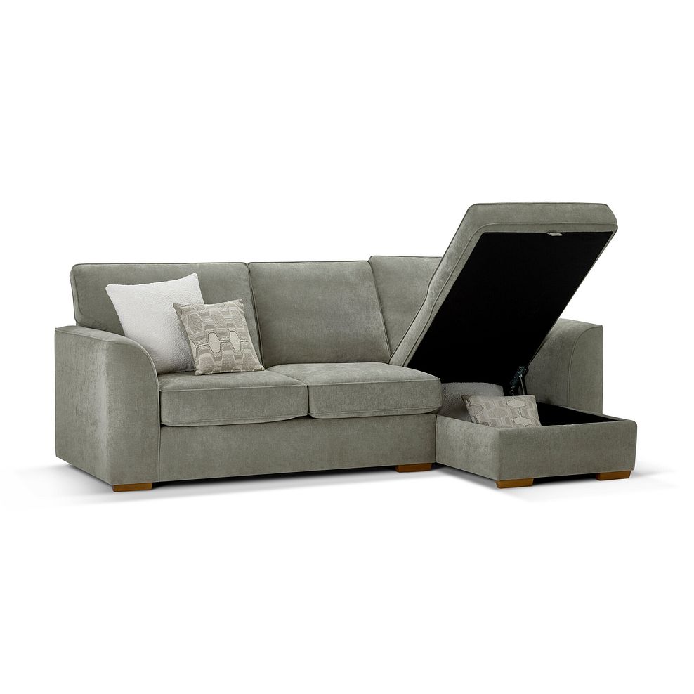 Eastley Right Hand Chaise Sofa with Storage in Limoge Green Fabric with Beige Scatters 4