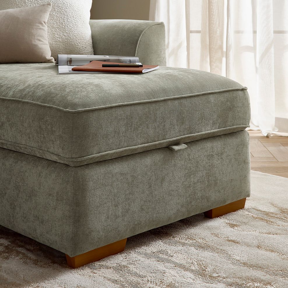 Eastley Right Hand Chaise Sofa with Storage in Limoge Green Fabric with Beige Scatters 6