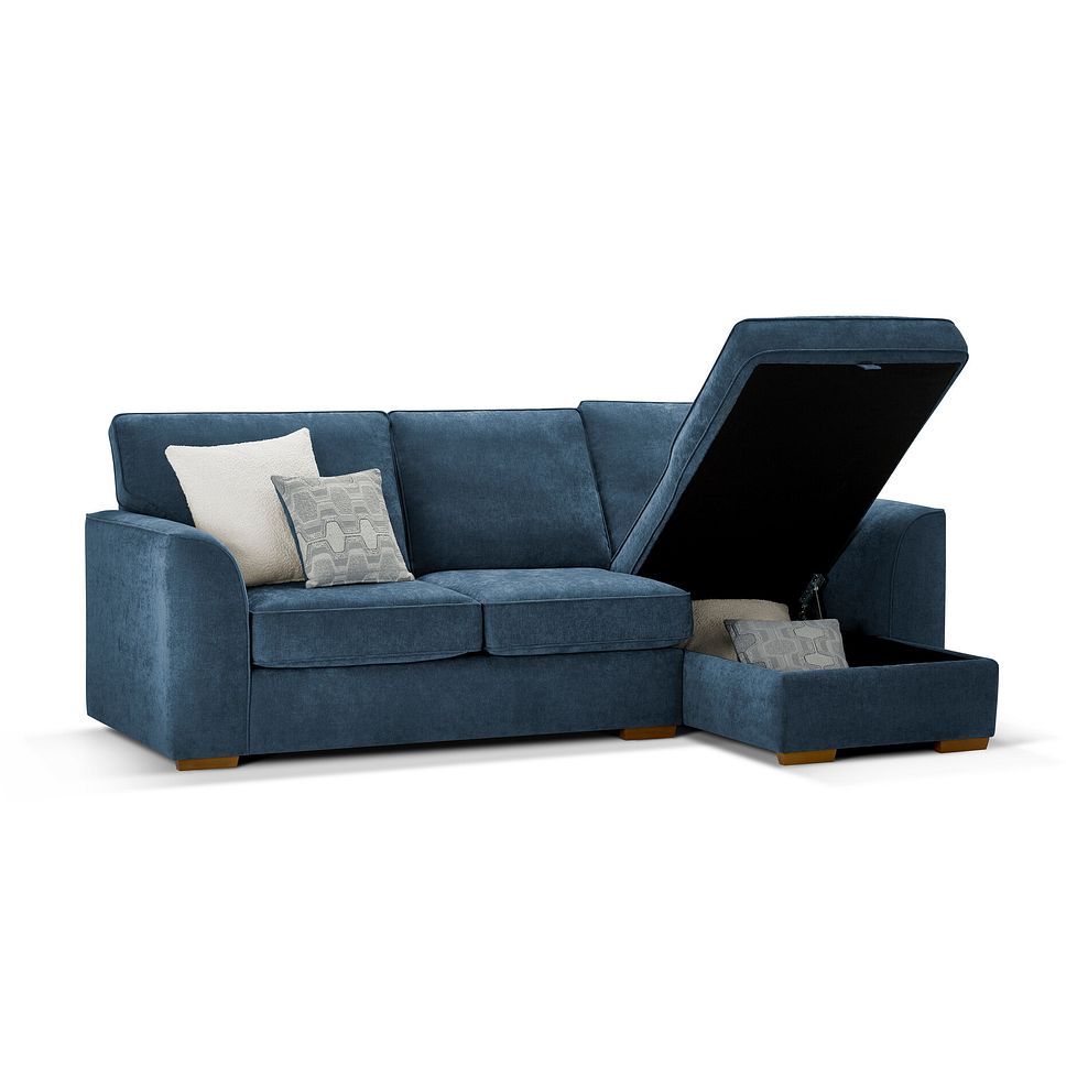 Eastley Right Hand Chaise Sofa with Storage in Limoge Prussian Blue Fabric with Silver Scatters 2