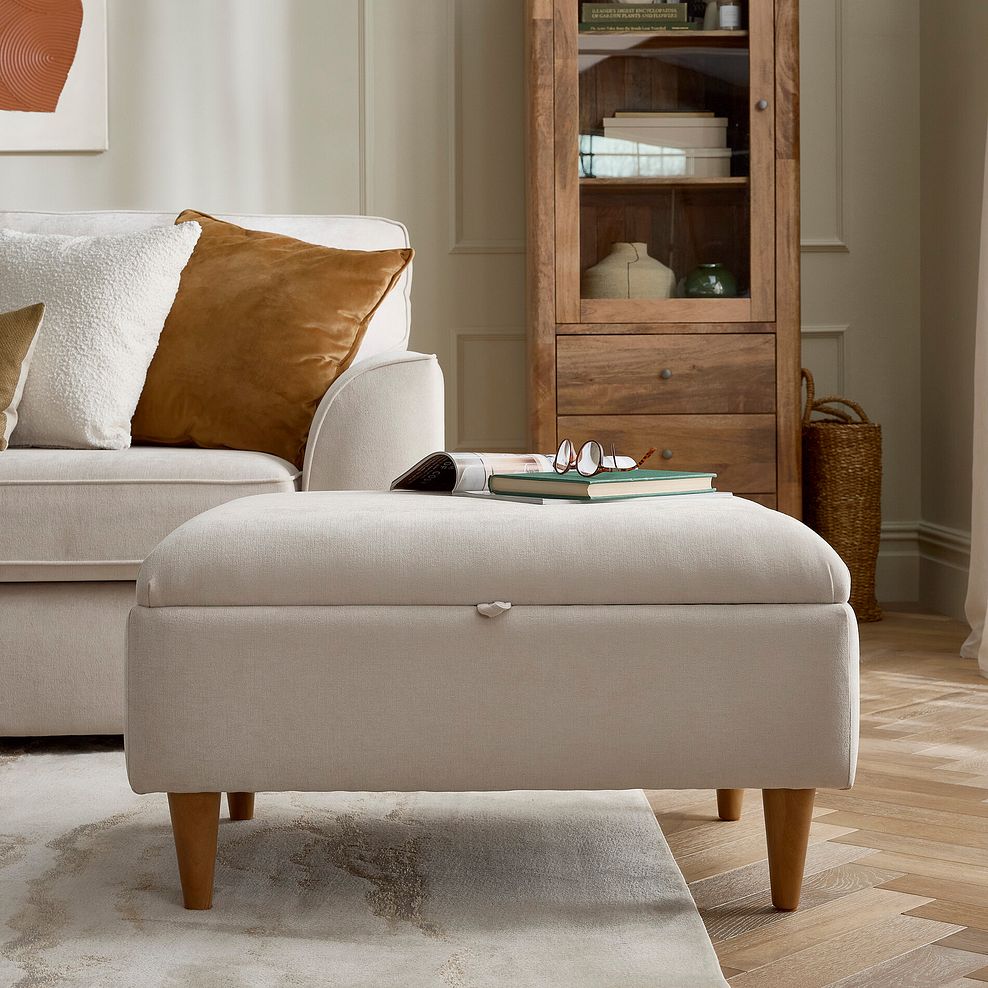 Eastley Storage Footstool in Limoge Beige Fabric 1