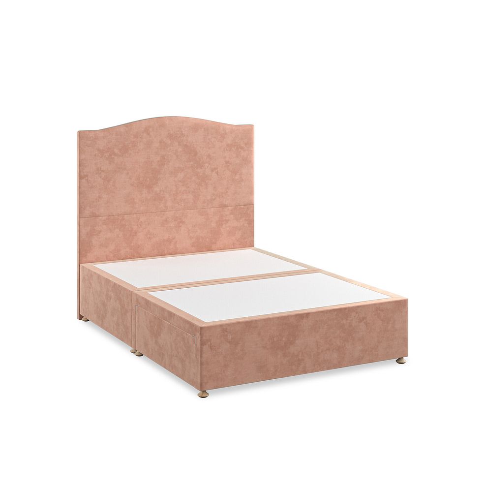Eden Double 2 Drawer Divan Bed in Heritage Velvet - Powder Pink 2