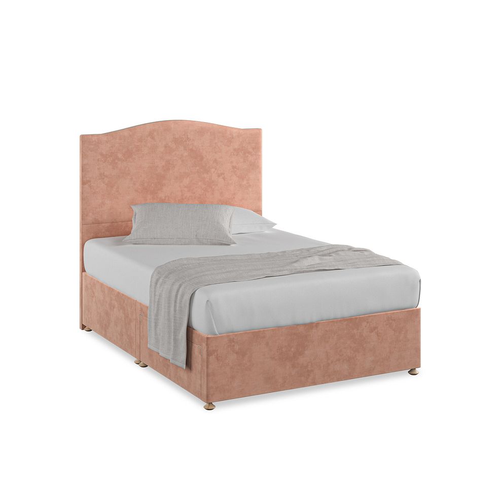 Eden Double 2 Drawer Divan Bed in Heritage Velvet - Powder Pink 1