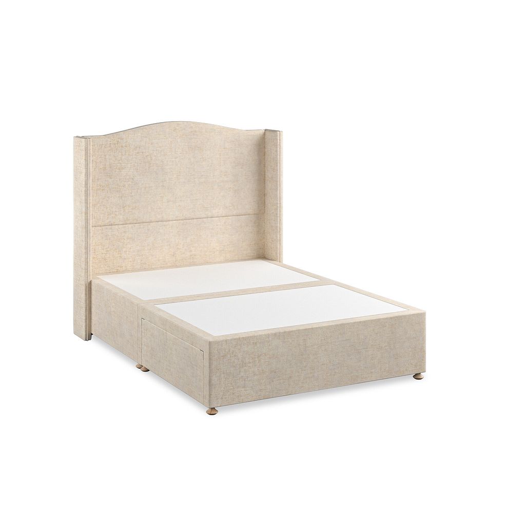 Eden Double 2 Drawer Divan Bed with Winged Headboard in Brooklyn Fabric - Eggshell Thumbnail 2