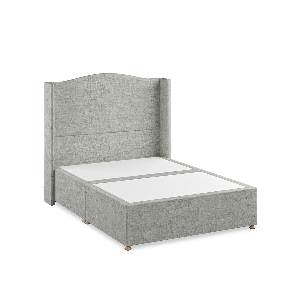 Eden Double 2 Drawer Divan Bed with Winged Headboard in Brooklyn Fabric - Fallow Grey 2