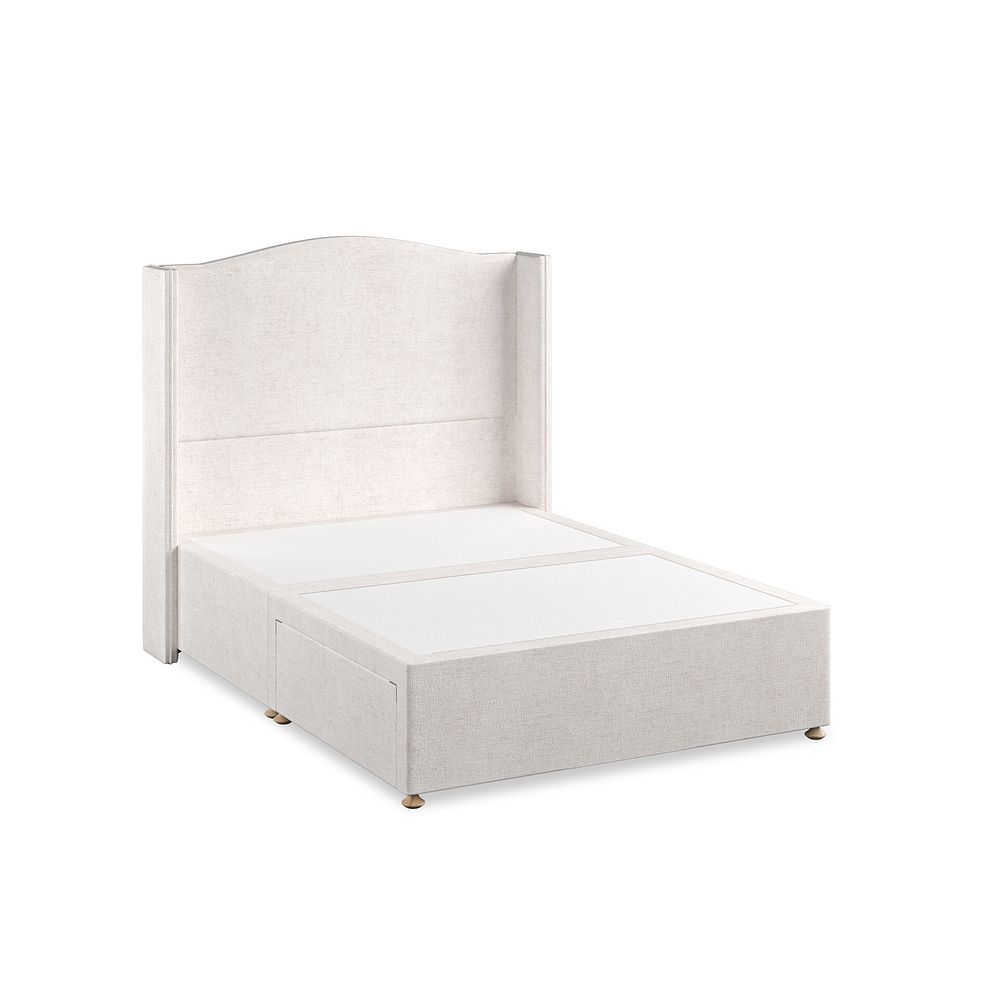 Eden Double 2 Drawer Divan Bed with Winged Headboard in Brooklyn Fabric - Lace White Thumbnail 2