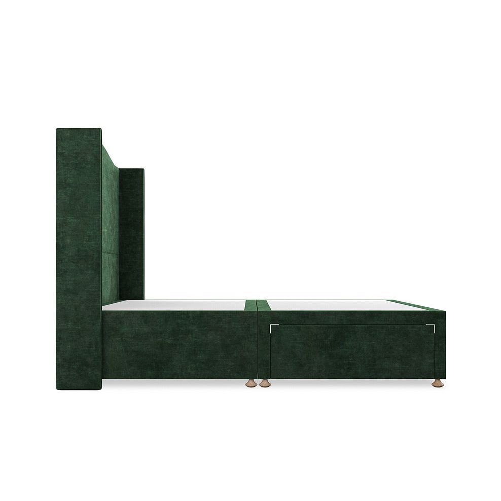 Eden Double 2 Drawer Divan Bed with Winged Headboard in Heritage Velvet - Bottle Green Thumbnail 4