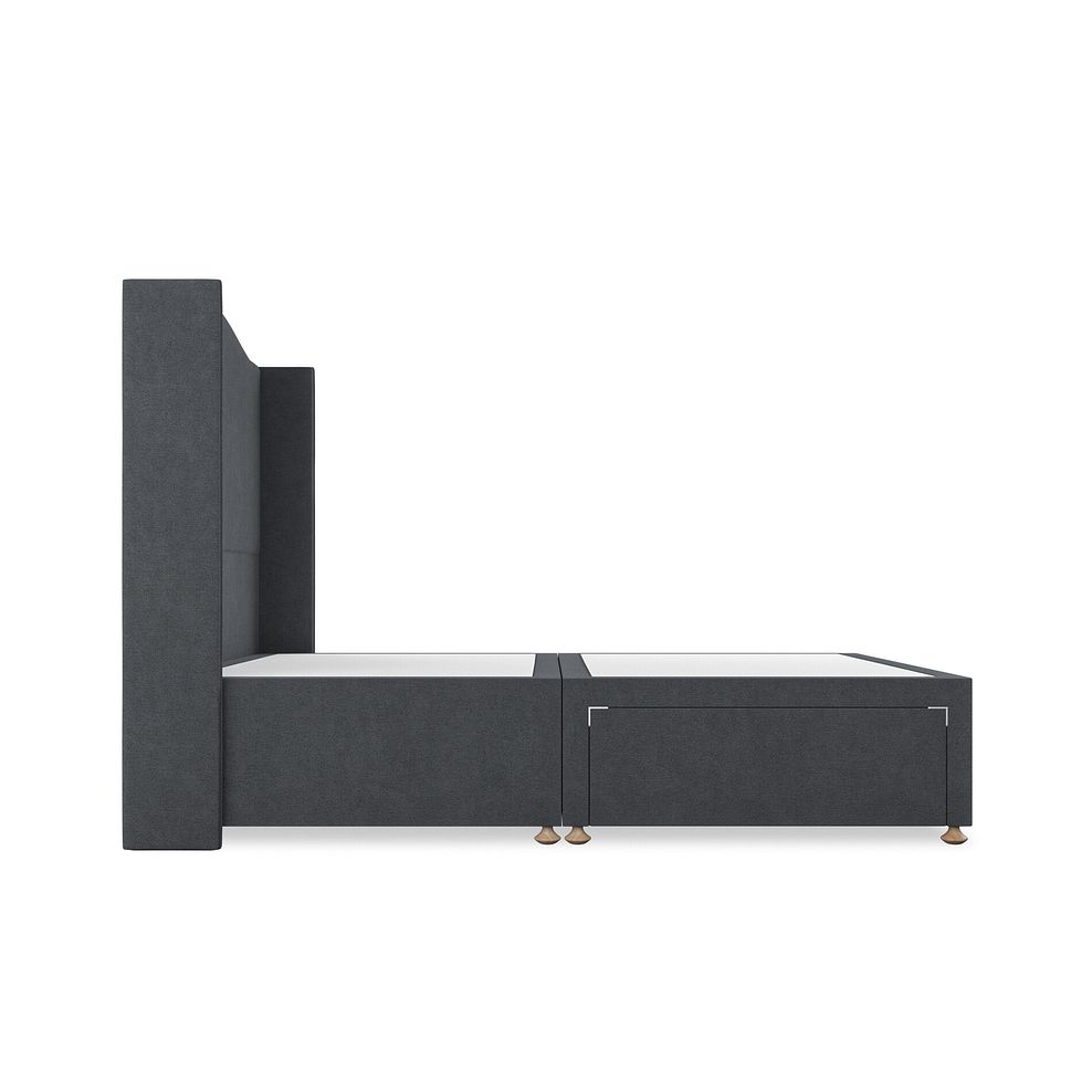 Eden Double 2 Drawer Divan Bed with Winged Headboard in Venice Fabric - Anthracite Thumbnail 4
