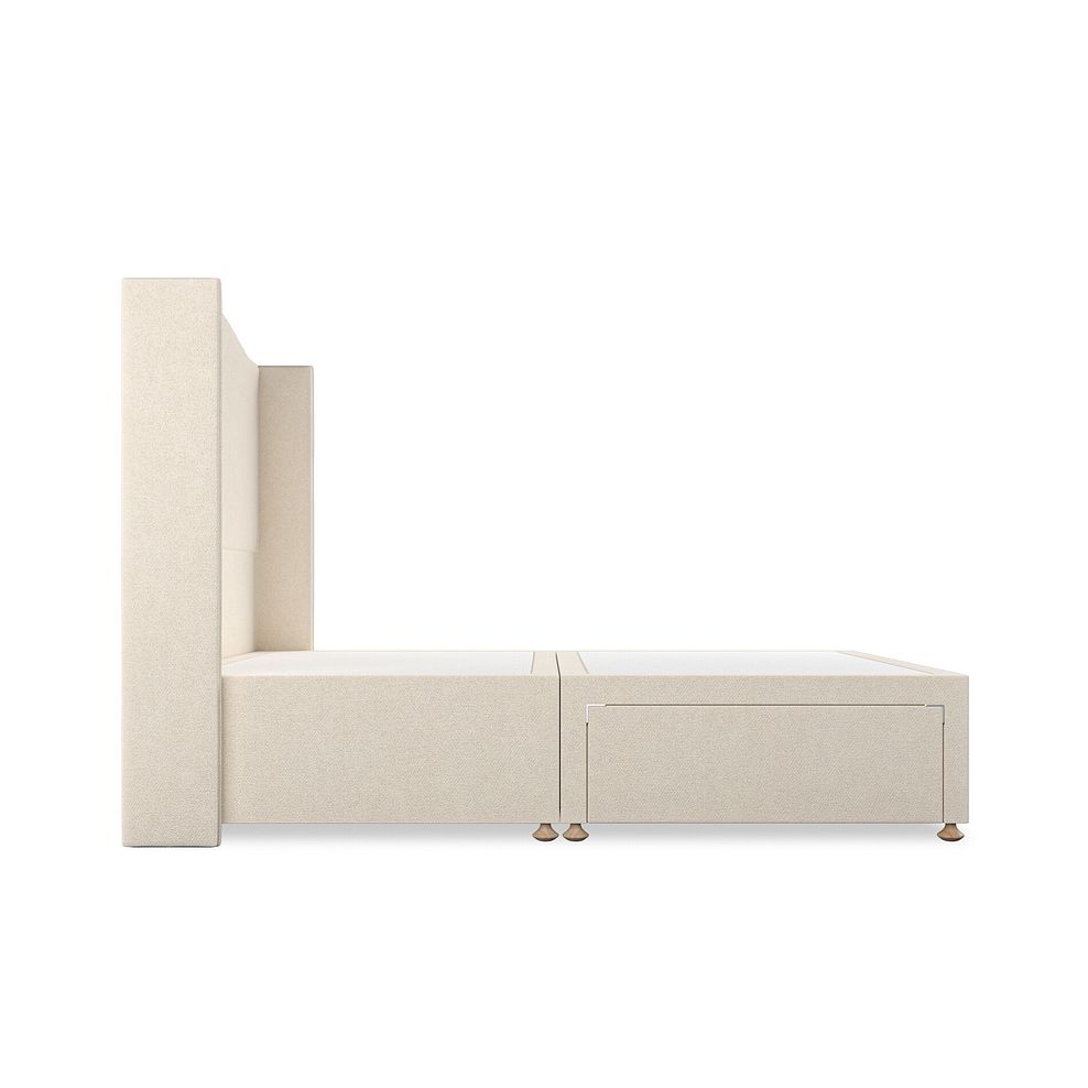 Eden Double 2 Drawer Divan Bed with Winged Headboard in Venice Fabric - Cream 4