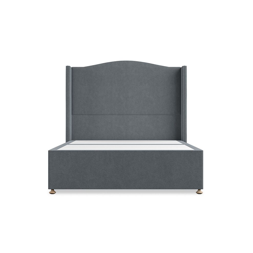 Eden Double 2 Drawer Divan Bed with Winged Headboard in Venice Fabric - Graphite Thumbnail 3