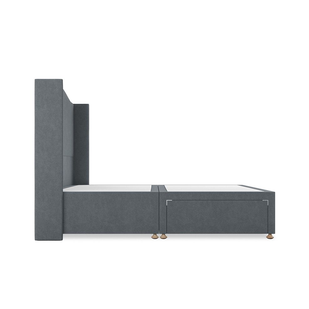 Eden Double 2 Drawer Divan Bed with Winged Headboard in Venice Fabric - Graphite 4