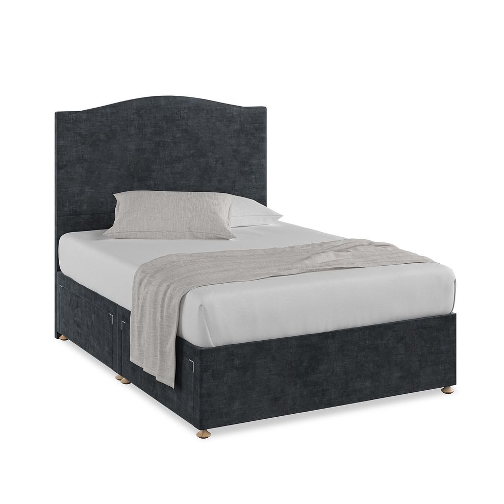 Eden Double 4 Drawer Divan Bed in Heritage Velvet - Charcoal