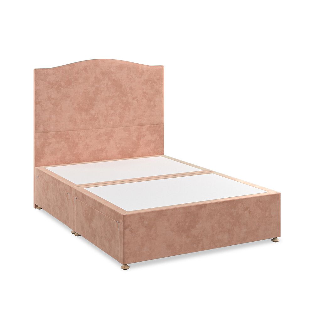 Eden Double 4 Drawer Divan Bed in Heritage Velvet - Powder Pink 2
