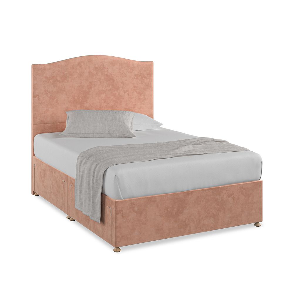 Eden Double 4 Drawer Divan Bed in Heritage Velvet - Powder Pink 1