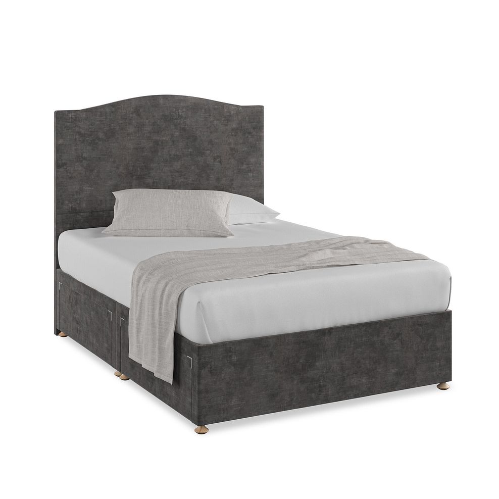 Eden Double 4 Drawer Divan Bed in Heritage Velvet - Steel 1