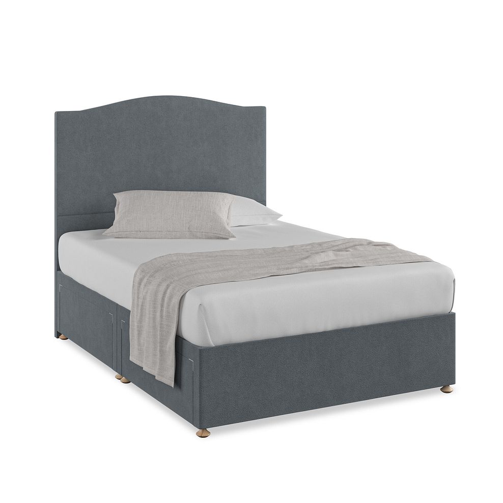 Eden Double 4 Drawer Divan Bed in Venice Fabric - Graphite Thumbnail 1