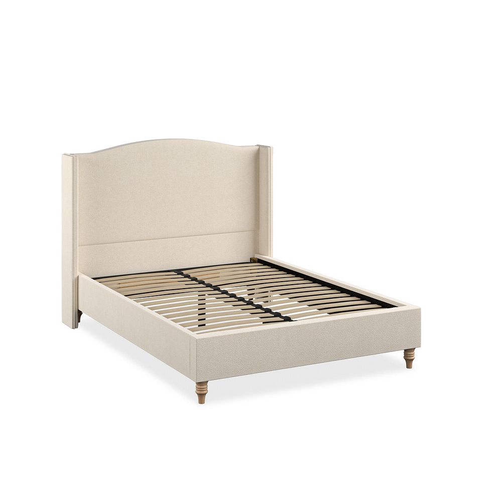 Eden Double Bed with Winged Headboard in Venice Fabric - Cream 2
