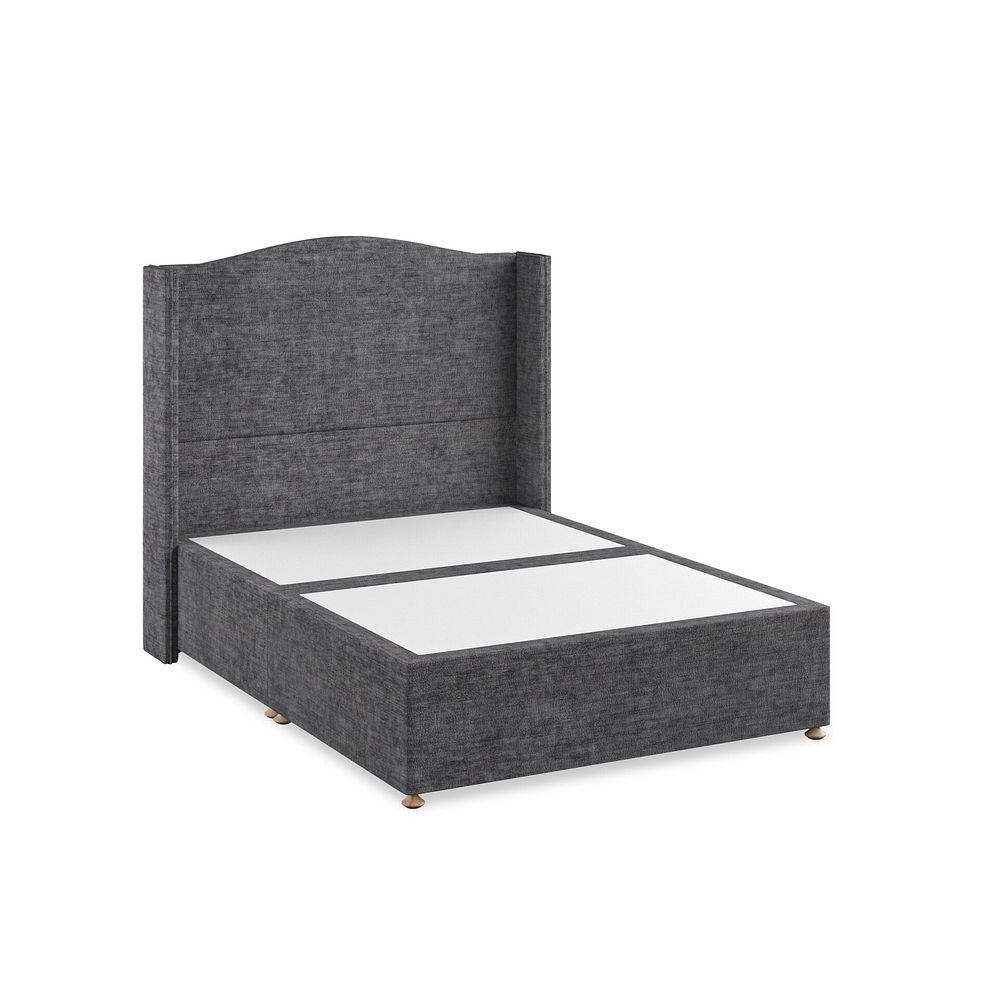 Eden Double Divan Bed with Winged Headboard in Brooklyn Fabric - Asteroid Grey Thumbnail 2