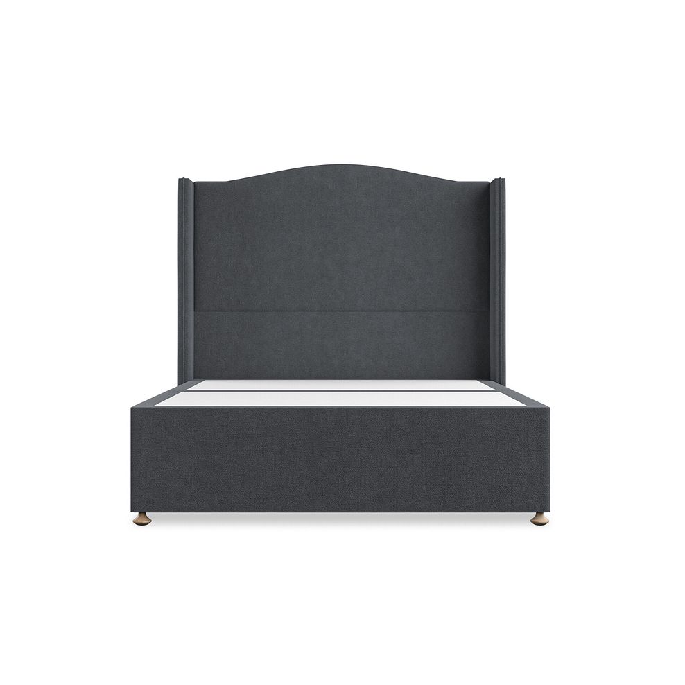Eden Double Divan Bed with Winged Headboard in Venice Fabric - Anthracite 3