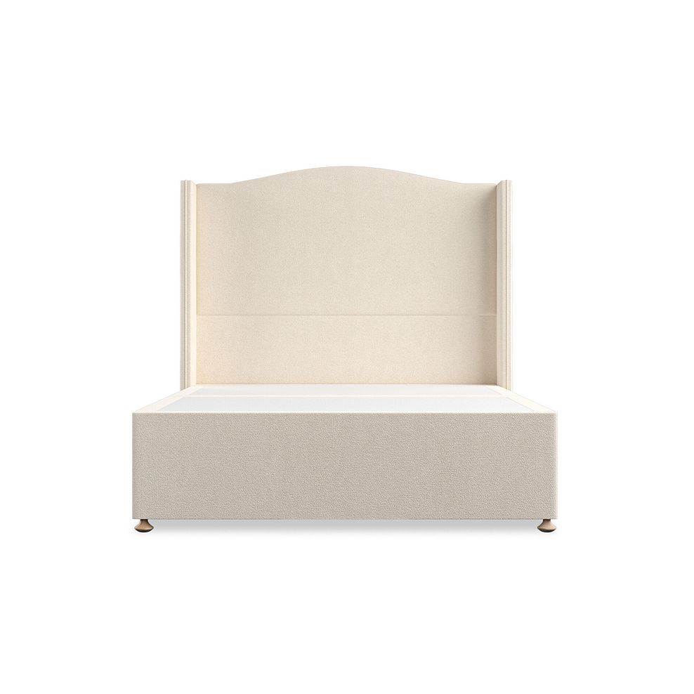 Eden Double Divan Bed with Winged Headboard in Venice Fabric - Cream 3