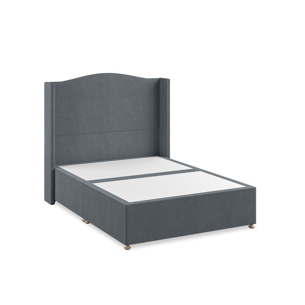 Eden Double Divan Bed with Winged Headboard in Venice Fabric - Graphite 2