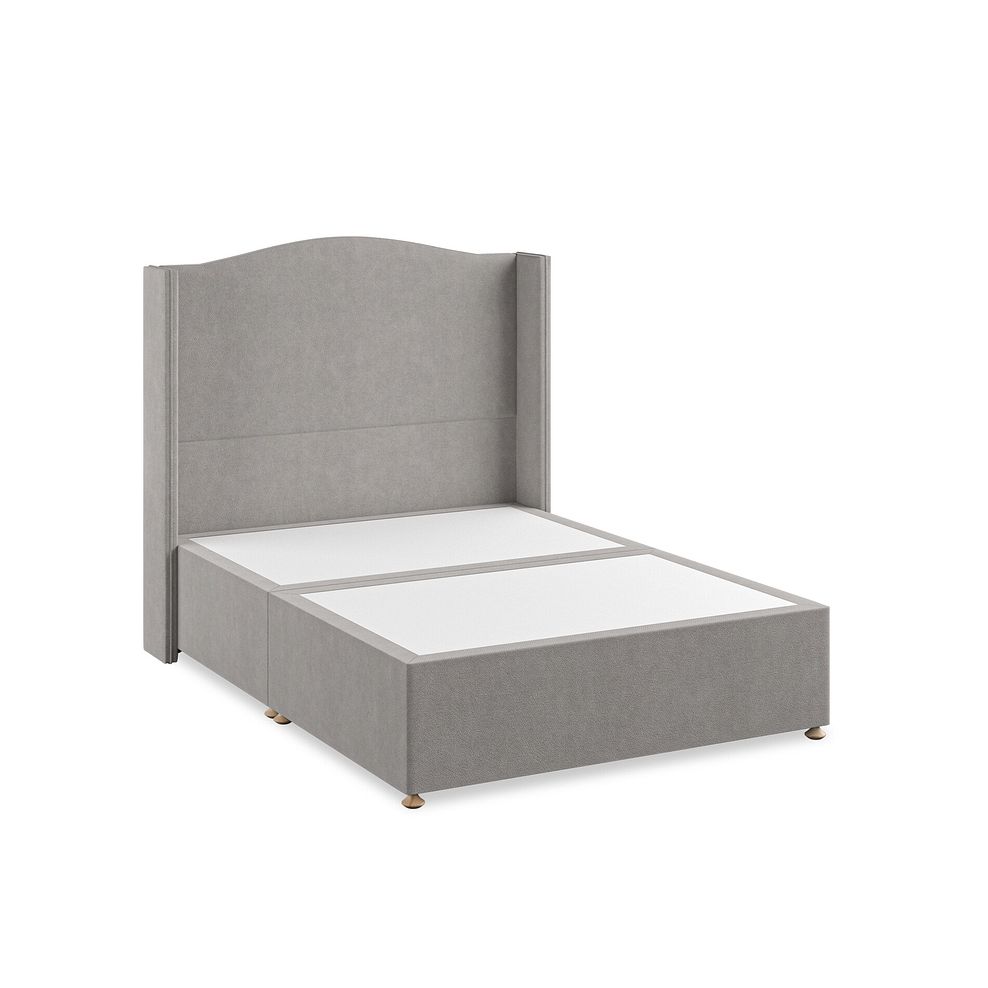 Eden Double Divan Bed with Winged Headboard in Venice Fabric - Grey Thumbnail 2