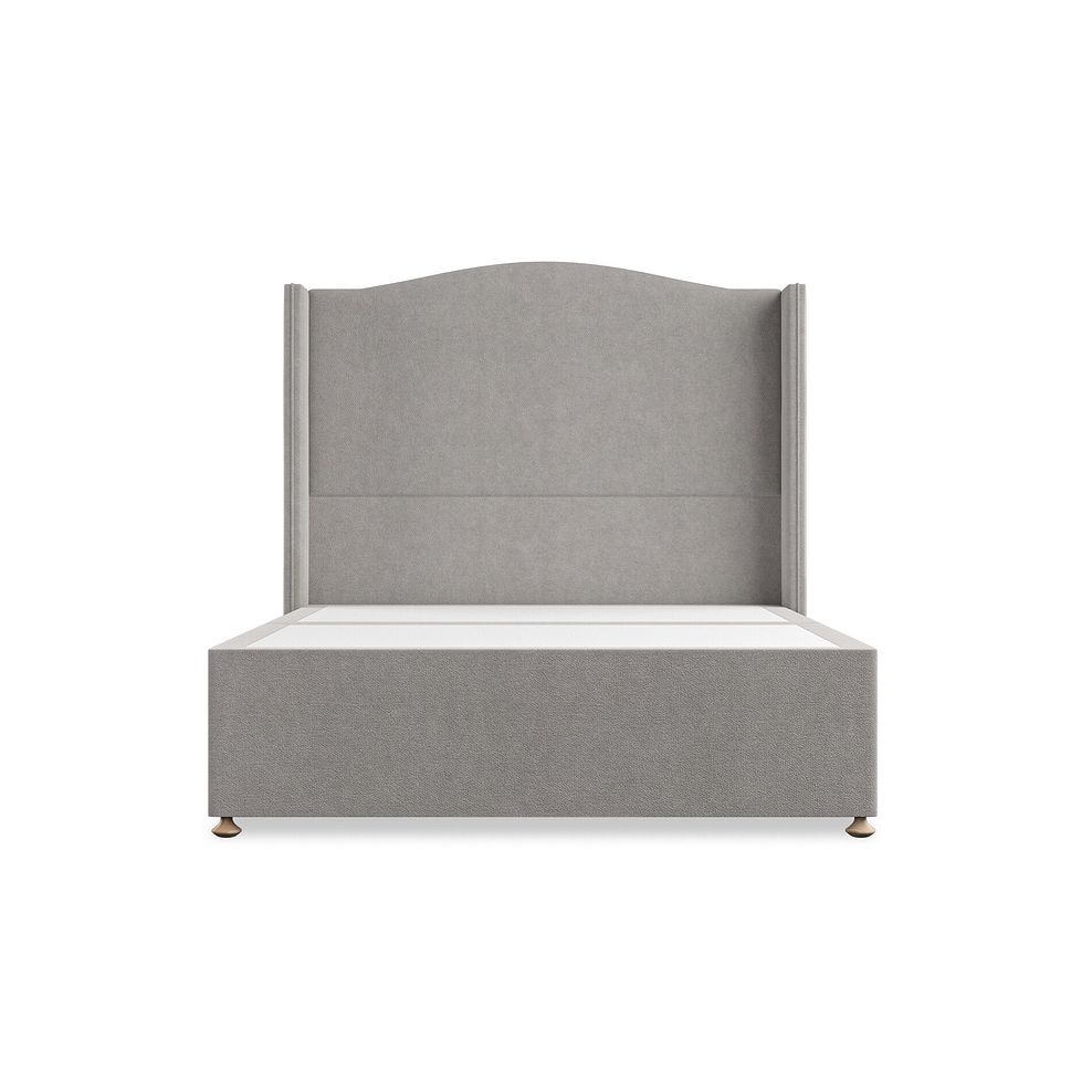 Eden Double Divan Bed with Winged Headboard in Venice Fabric - Grey 3