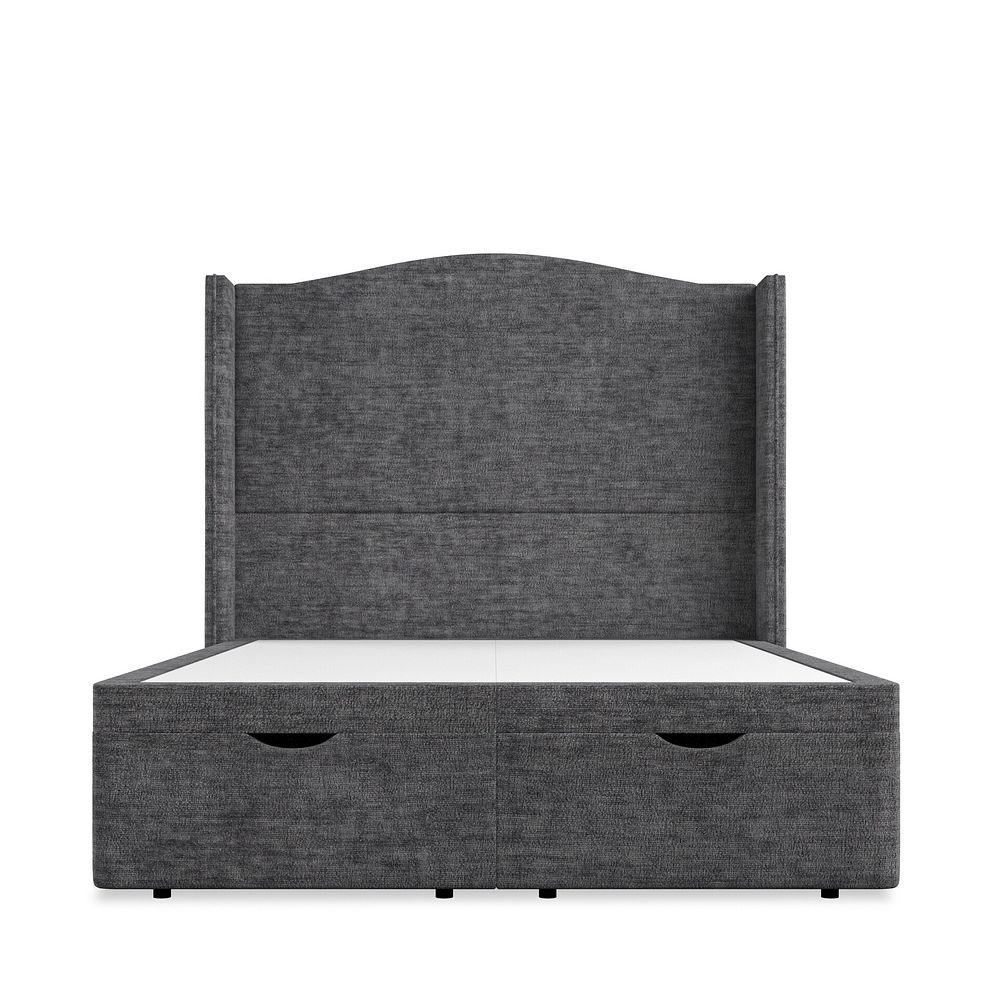 Eden Double Ottoman Storage Bed with Winged Headboard in Brooklyn Fabric - Asteroid Grey Thumbnail 4