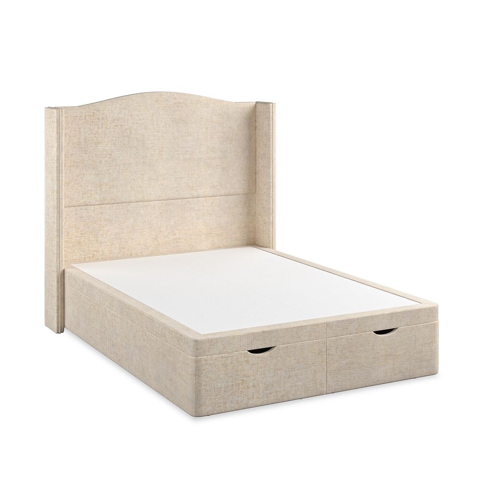 Eden Double Ottoman Storage Bed with Winged Headboard in Brooklyn Fabric - Eggshell Thumbnail 2