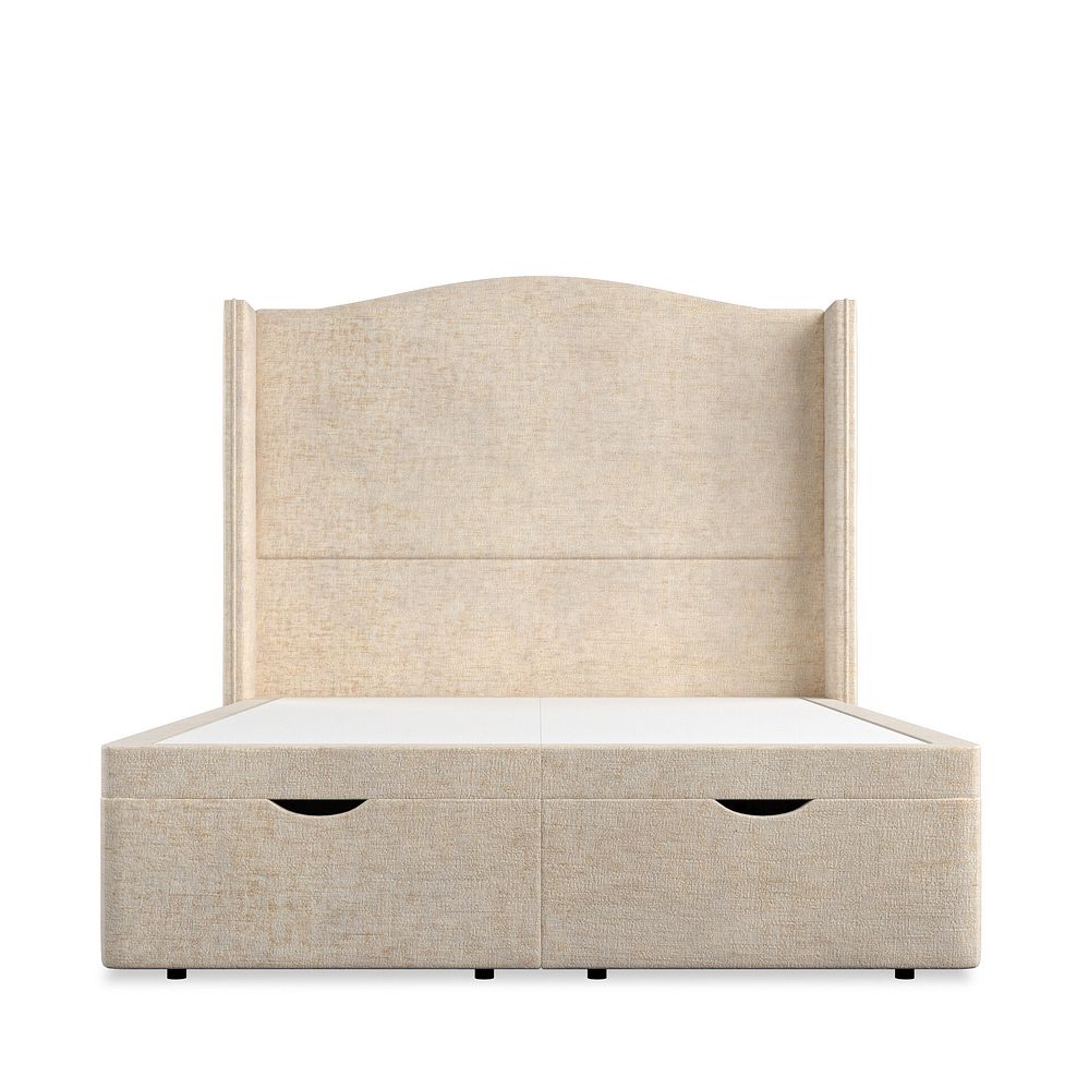 Eden Double Ottoman Storage Bed with Winged Headboard in Brooklyn Fabric - Eggshell 4
