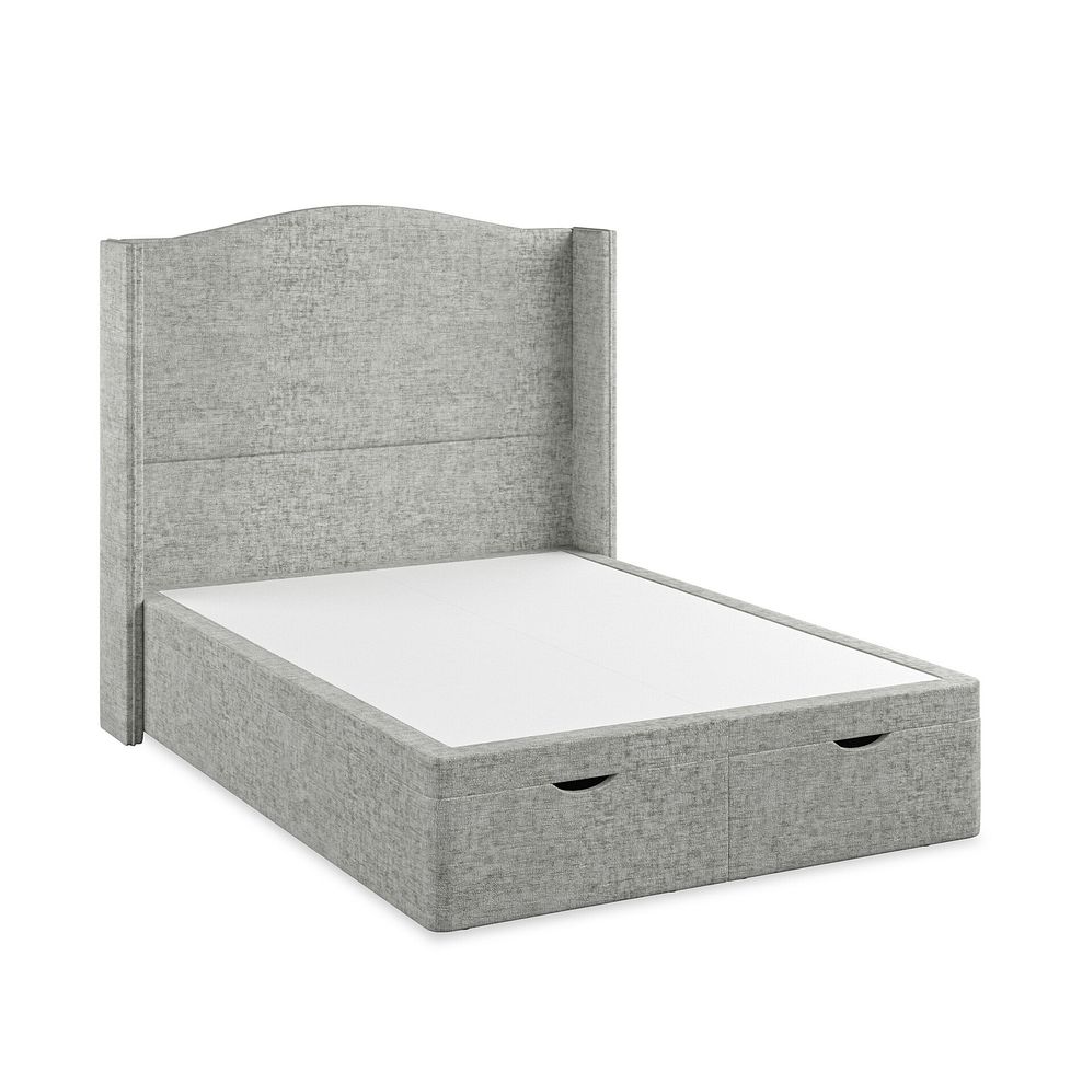 Eden Double Ottoman Storage Bed with Winged Headboard in Brooklyn Fabric - Fallow Grey Thumbnail 2