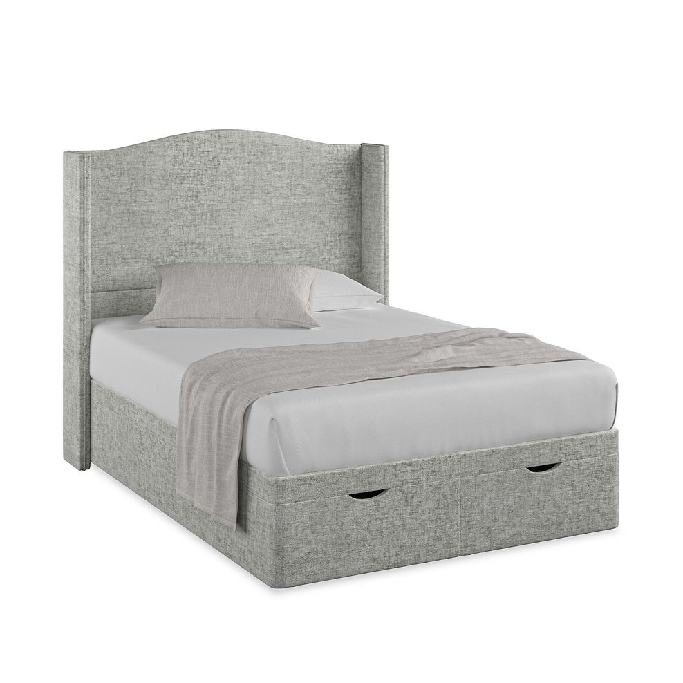 Eden Double Ottoman Storage Bed with Winged Headboard in Brooklyn Fabric - Fallow Grey 1