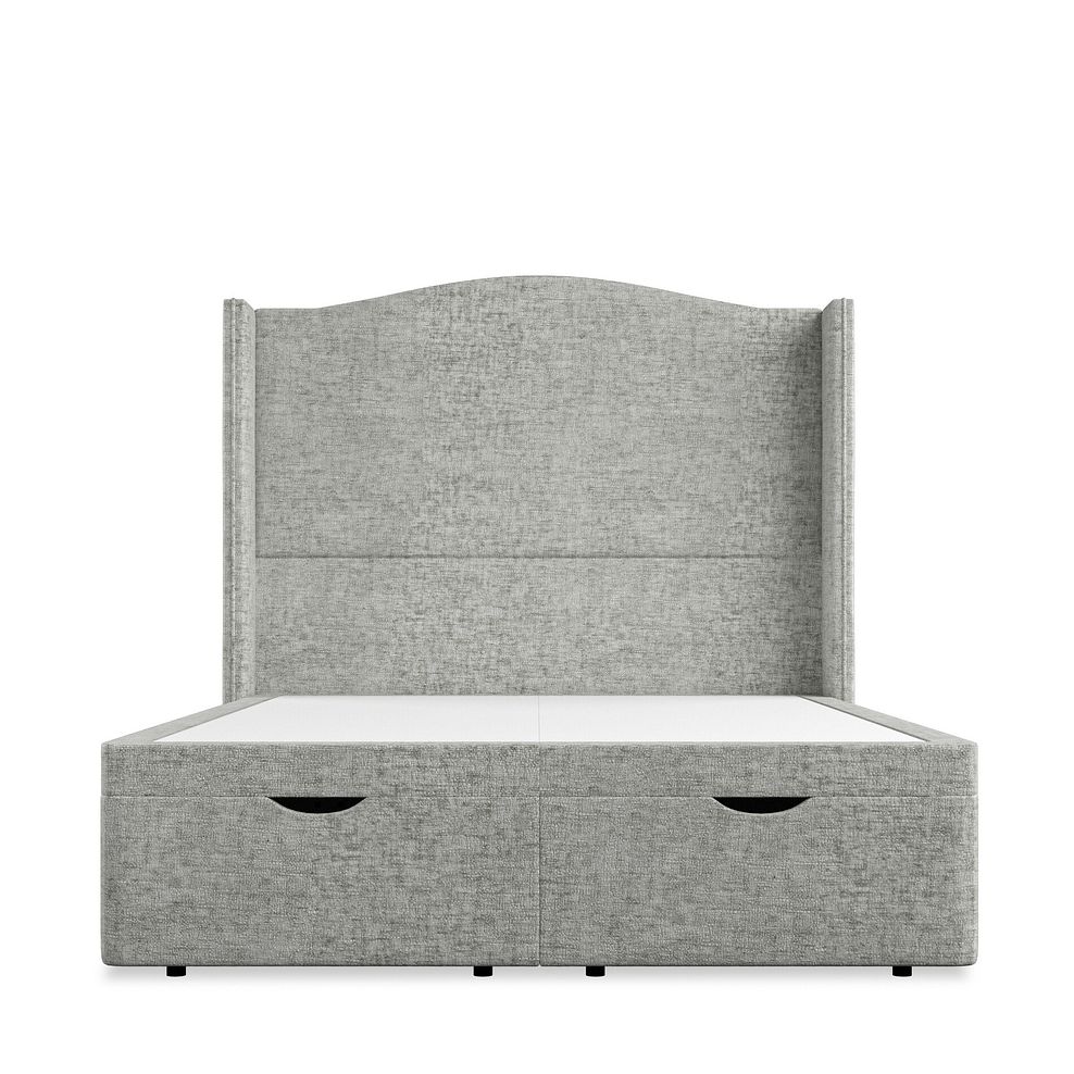 Eden Double Ottoman Storage Bed with Winged Headboard in Brooklyn Fabric - Fallow Grey Thumbnail 4