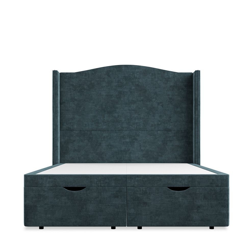 Eden Double Ottoman Storage Bed with Winged Headboard in Heritage Velvet - Airforce 4