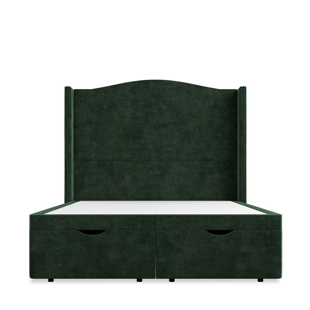 Eden Double Ottoman Storage Bed with Winged Headboard in Heritage Velvet - Bottle Green 4
