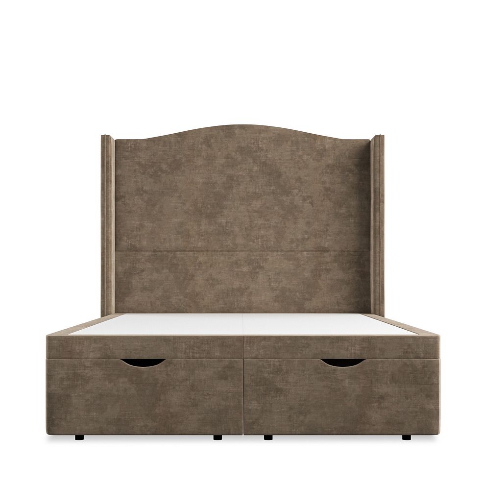 Eden Double Ottoman Storage Bed with Winged Headboard in Heritage Velvet - Cedar Thumbnail 4