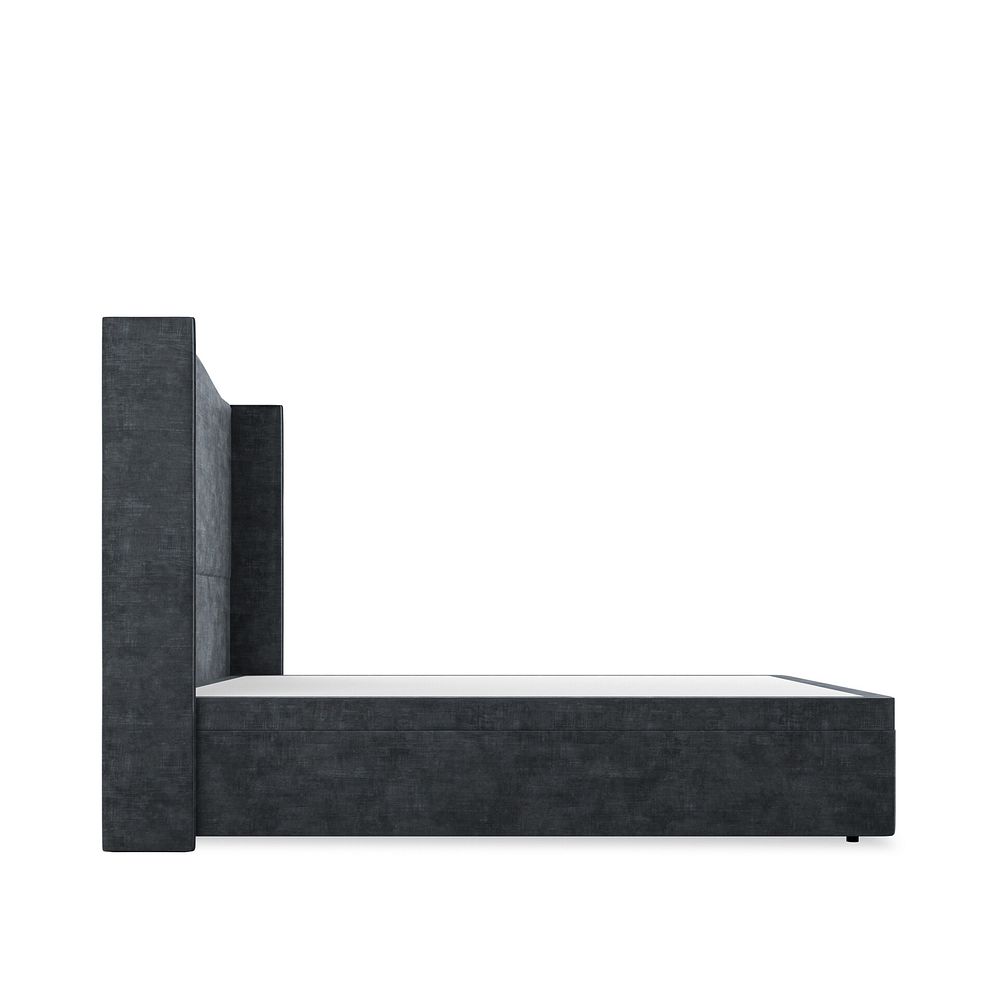 Eden Double Ottoman Storage Bed with Winged Headboard in Heritage Velvet - Charcoal 5