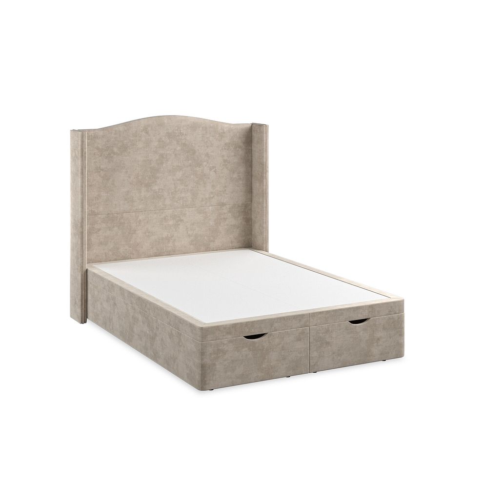 Eden Double Ottoman Storage Bed with Winged Headboard in Heritage Velvet - Mink Thumbnail 2
