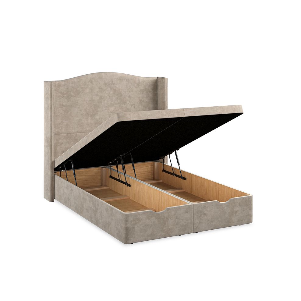 Eden Double Ottoman Storage Bed with Winged Headboard in Heritage Velvet - Mink 3