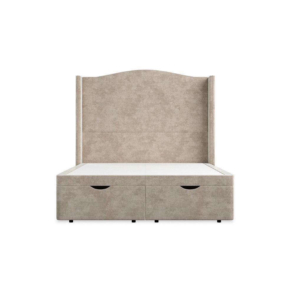 Eden Double Ottoman Storage Bed with Winged Headboard in Heritage Velvet - Mink Thumbnail 4
