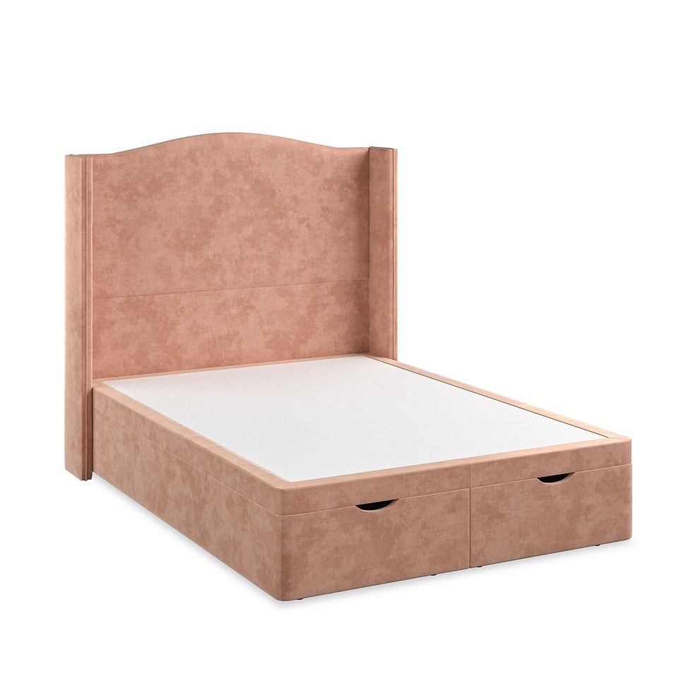 Eden Double Ottoman Storage Bed with Winged Headboard in Heritage Velvet - Powder Pink Thumbnail 2