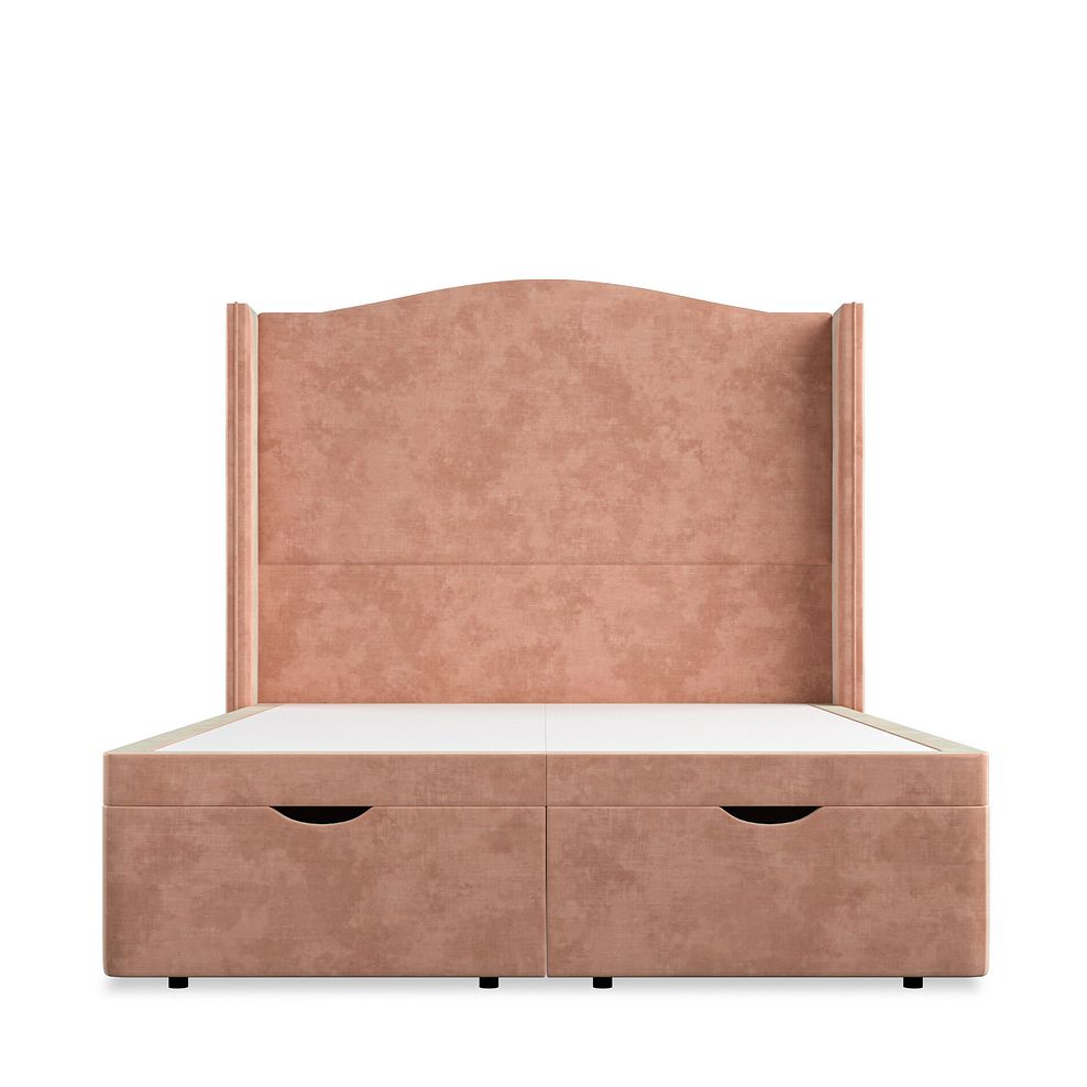 Eden Double Ottoman Storage Bed with Winged Headboard in Heritage Velvet - Powder Pink 4
