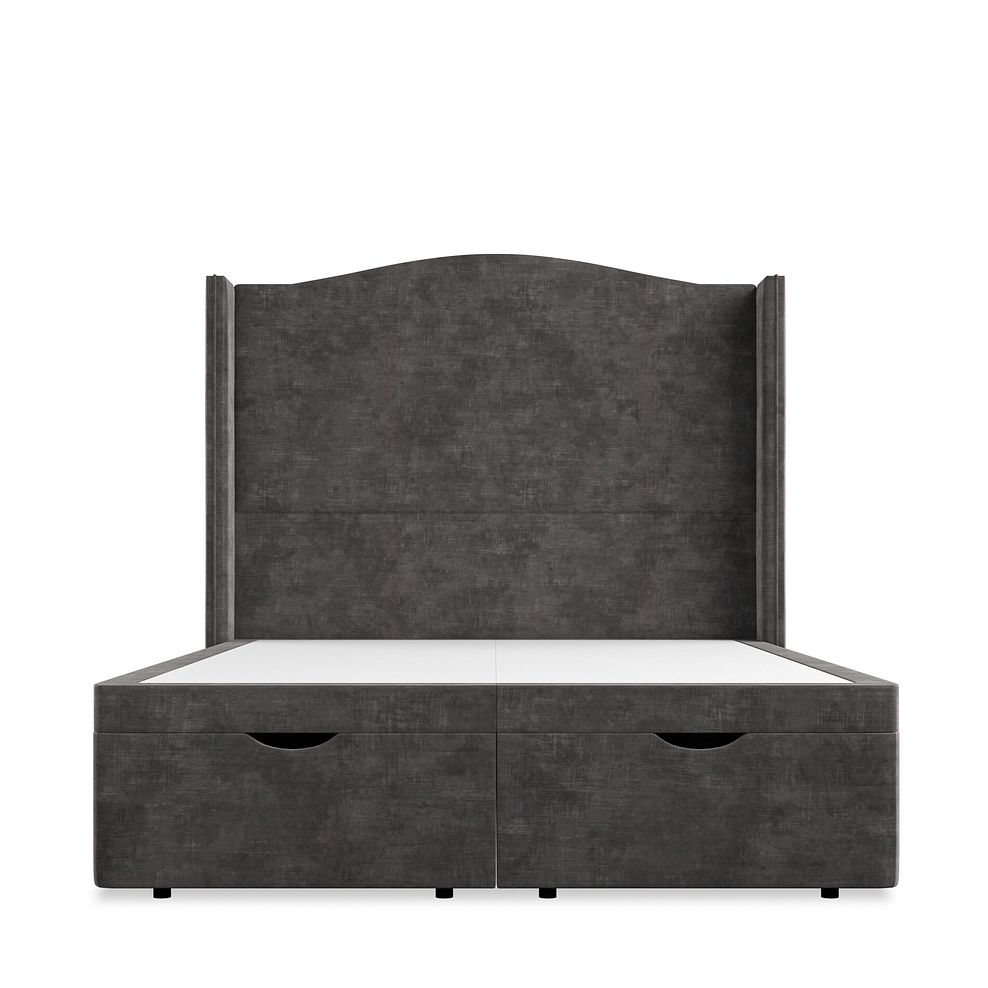 Eden Double Ottoman Storage Bed with Winged Headboard in Heritage Velvet - Steel Thumbnail 4