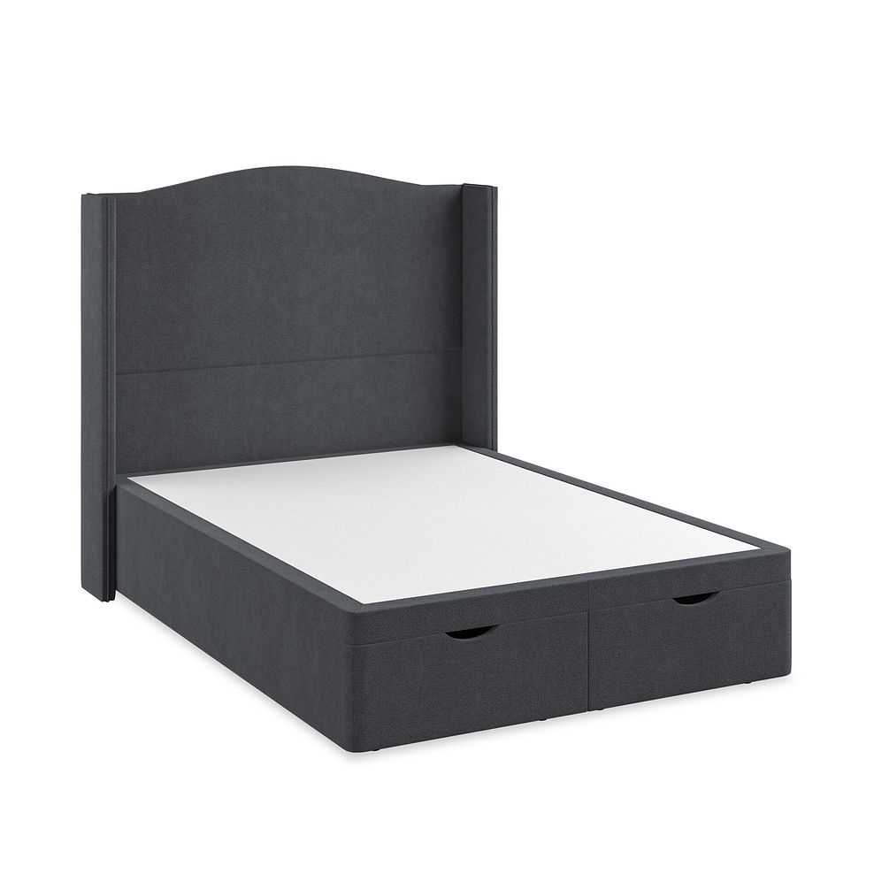 Eden Double Ottoman Storage Bed with Winged Headboard in Venice Fabric - Anthracite 2