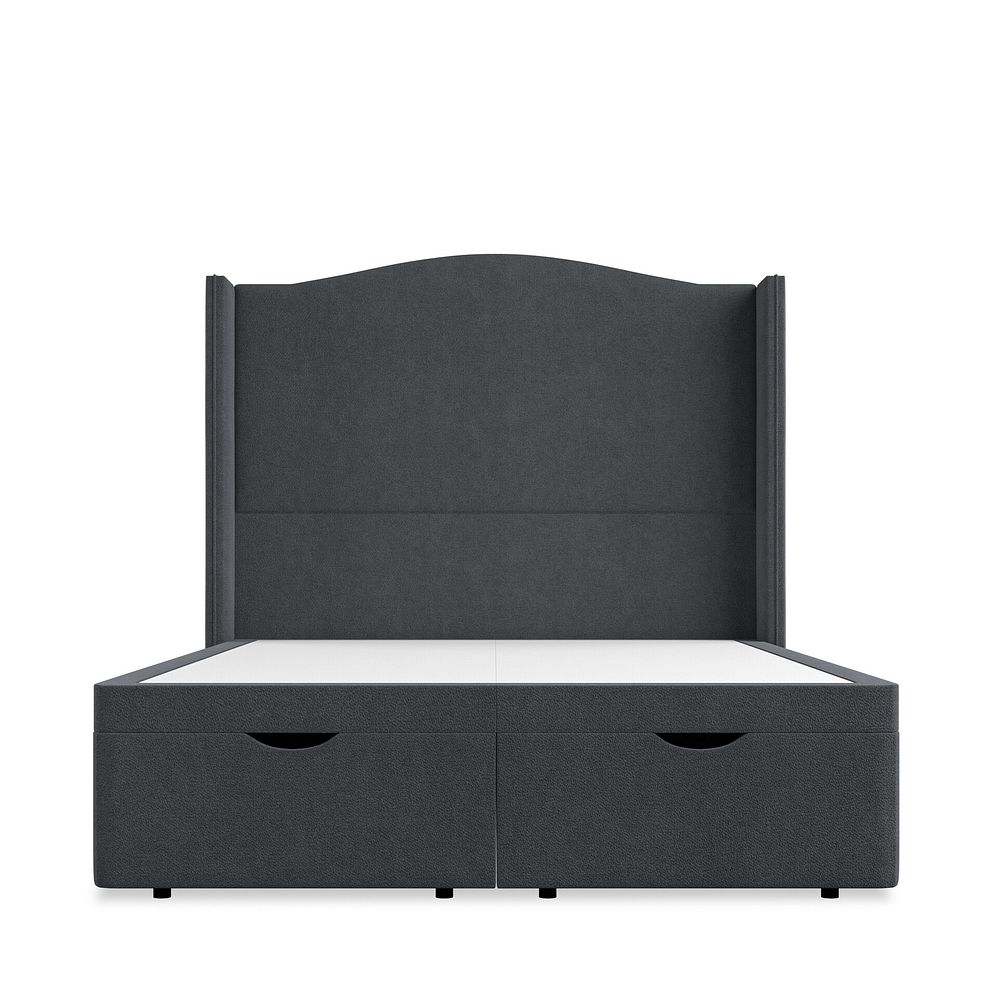 Eden Double Ottoman Storage Bed with Winged Headboard in Venice Fabric - Anthracite 4