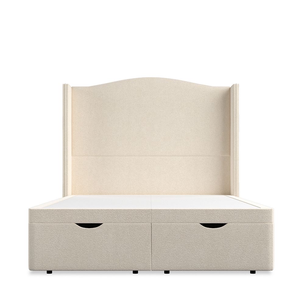 Eden Double Ottoman Storage Bed with Winged Headboard in Venice Fabric - Cream 4
