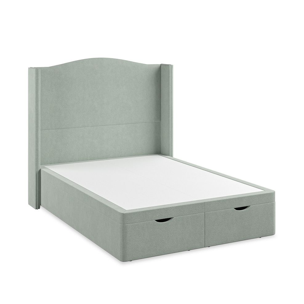 Eden Double Ottoman Storage Bed with Winged Headboard in Venice Fabric - Duck Egg 2
