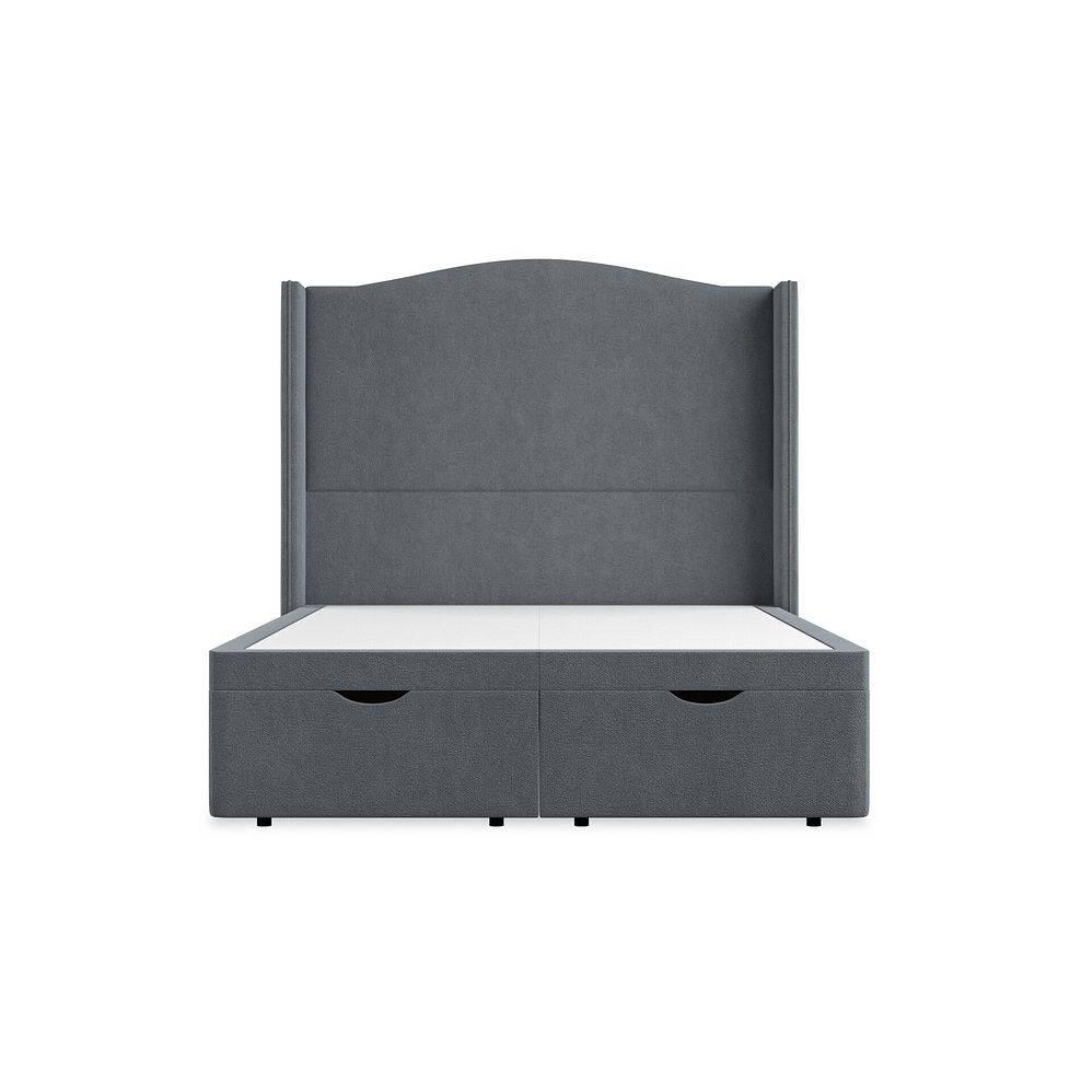 Eden Double Ottoman Storage Bed with Winged Headboard in Venice Fabric - Graphite Thumbnail 4
