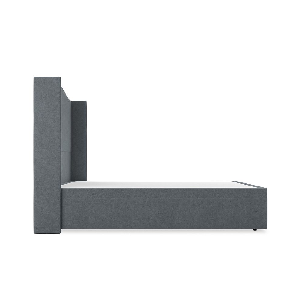 Eden Double Ottoman Storage Bed with Winged Headboard in Venice Fabric - Graphite Thumbnail 5