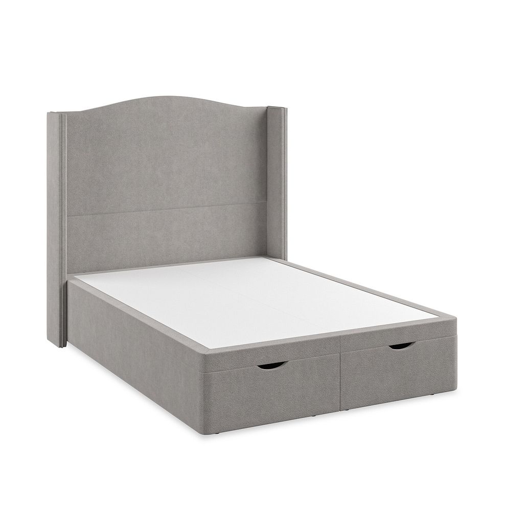 Eden Double Ottoman Storage Bed with Winged Headboard in Venice Fabric - Grey Thumbnail 2